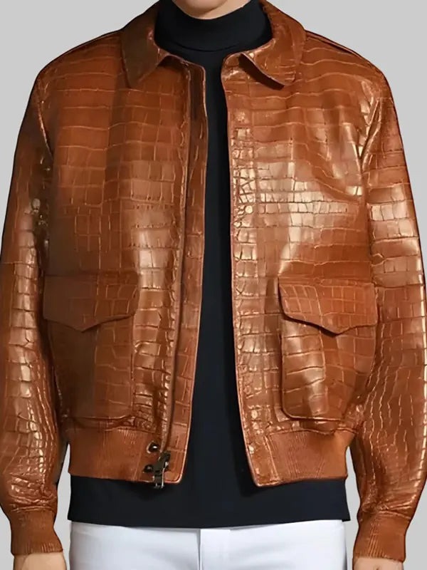 Alligator Leather Bomber Jacket