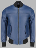 Bert Men’s Classic Fit Blue Bomber Leather Jacket
