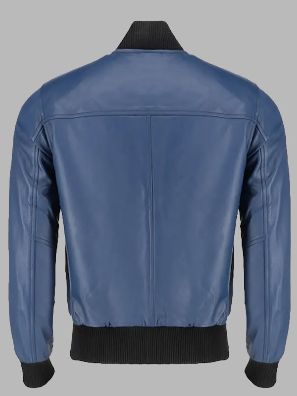 Bert Men’s Classic Fit Blue Bomber Leather Jacket