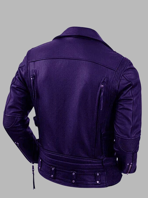 Men Cow Skin Leather Jackets Blue
