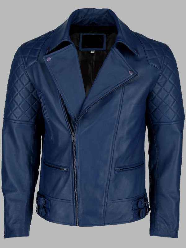 Blue Diamond Cruiser Leather Biker Jacket