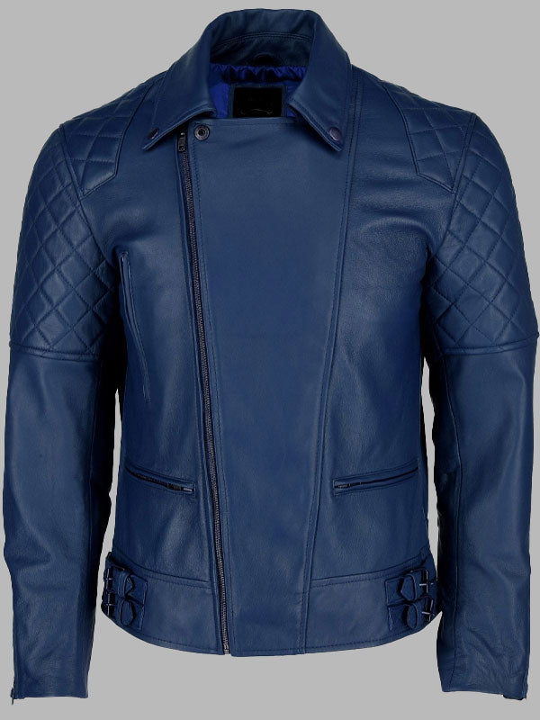Blue Diamond Cruiser Leather Biker Jacket