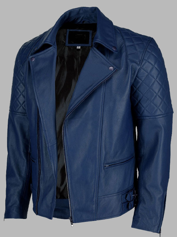 Blue Diamond Cruiser Leather Biker Jacket