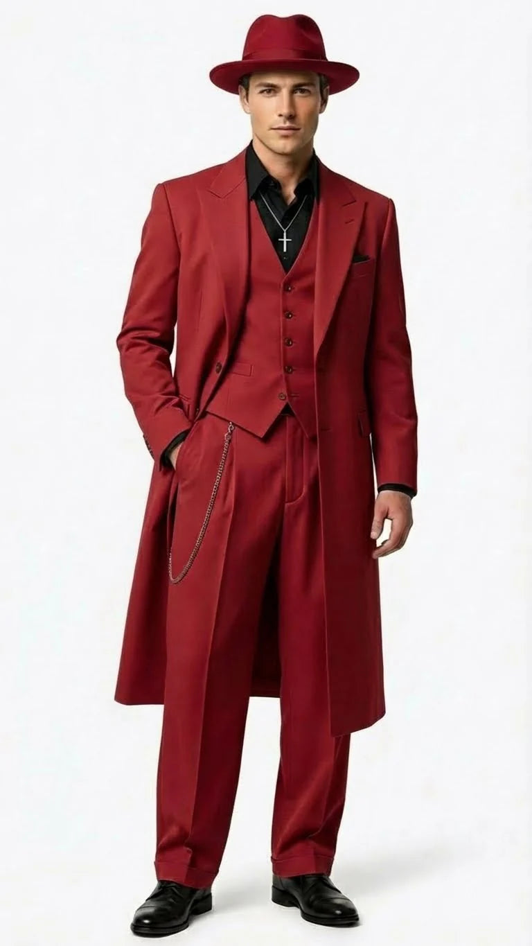 Men’s 1920s Burgundy Zoot Suit