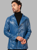 Men Blue Leather Jacket