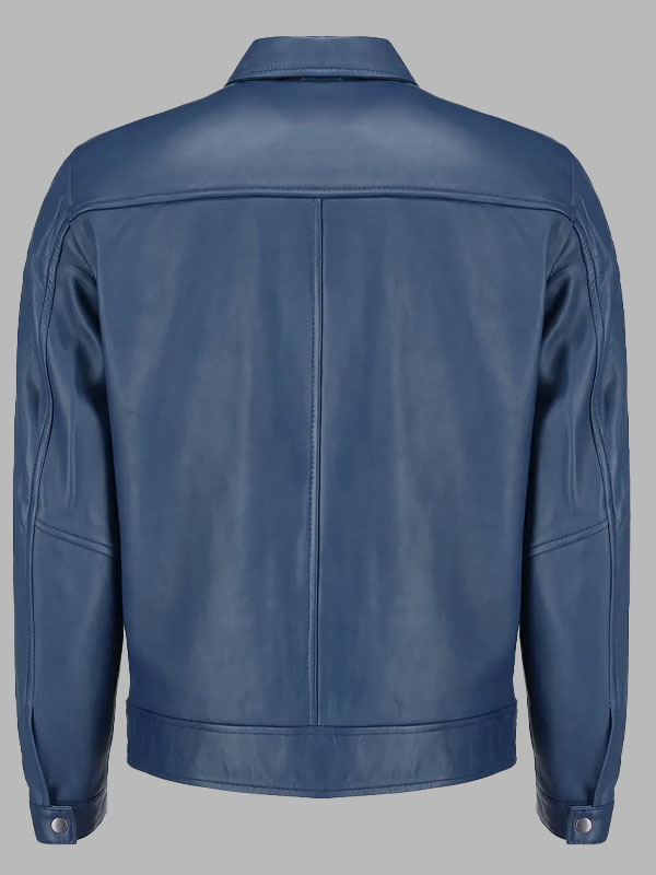 Bravo Men’s Classic Blue Harrington Leather Jacket