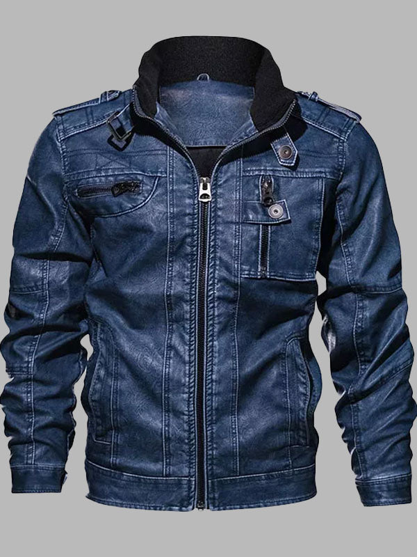 Butler Classic Blue Leather Jacket