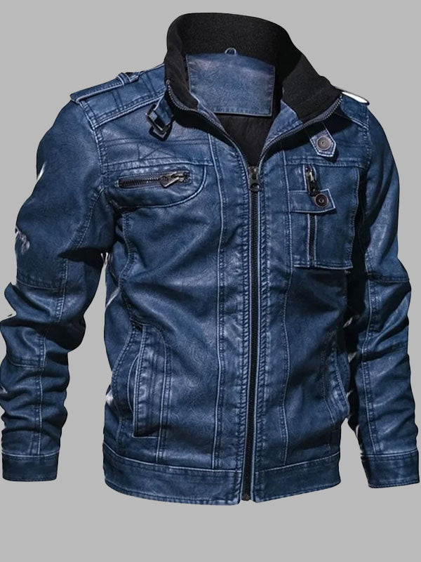 Butler Classic Blue Leather Jacket