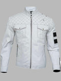 MENS WHITE LEATHER MOTORCYCLE JACKET