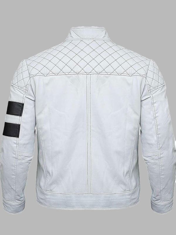 MENS WHITE LEATHER MOTORCYCLE JACKET