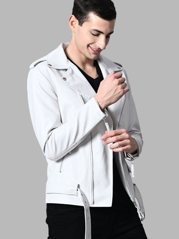 Men Leather Lightweight Biker Jacket