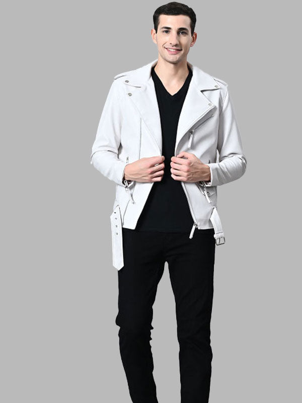 Men Leather Lightweight Biker Jacket