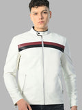 Men Mock Collar Colourblocked Water Resistant Biker Jacket