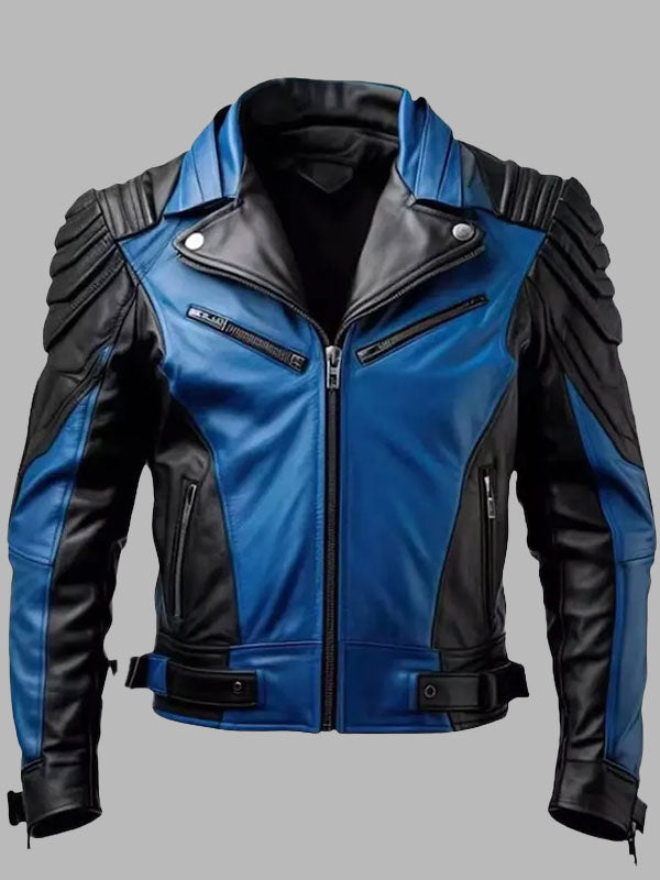Black Blue Leather Jacket