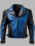 Black Blue Leather Jacket