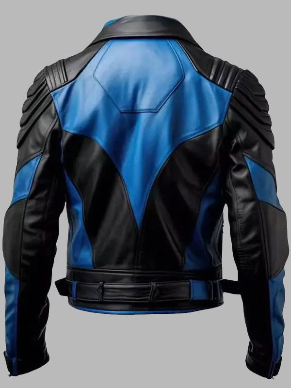 Black Blue Leather Jacket