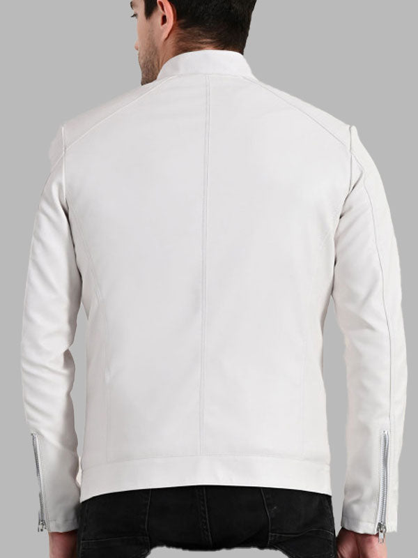 Men Mock Collar Solid Casual Biker Jacket