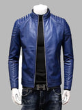 Biker Leather Jacket Blue