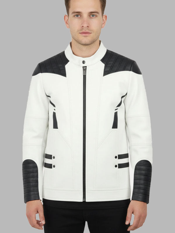 White Leather Biker Jacket