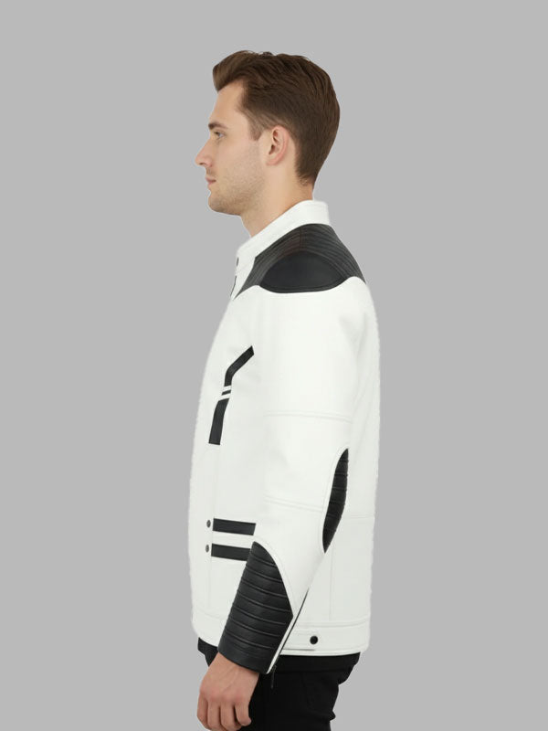 White Leather Biker Jacket