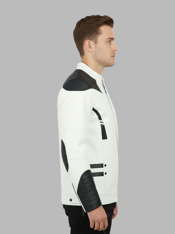 White Leather Biker Jacket