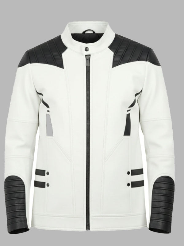 White Leather Biker Jacket