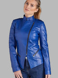 Blue Leather Jacket Womens