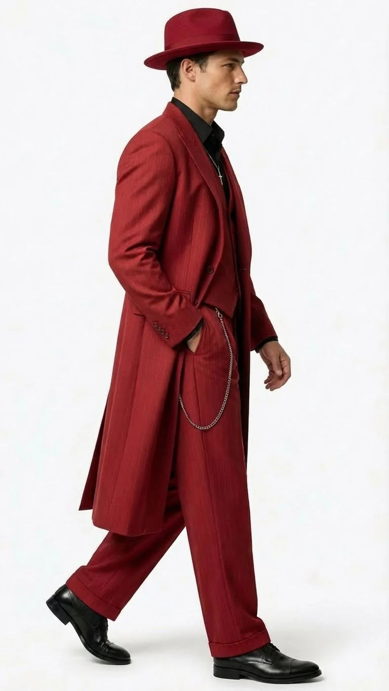 Men’s 1920s Burgundy Zoot Suit