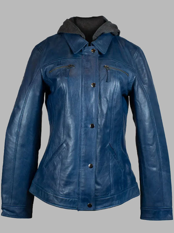 BOL Women's Removable Hood Leather Jacket
