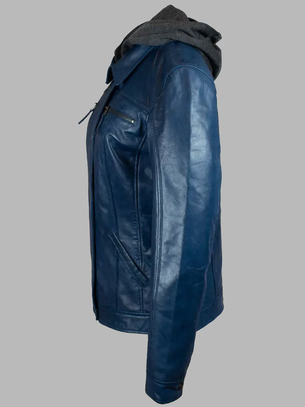 BOL Women's Removable Hood Leather Jacket