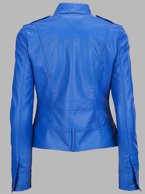 Women's Royal Blue Leather Jacket