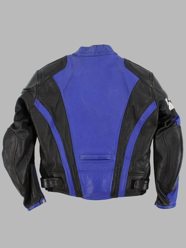 Men's Blue Leather Motorcycle Jacket