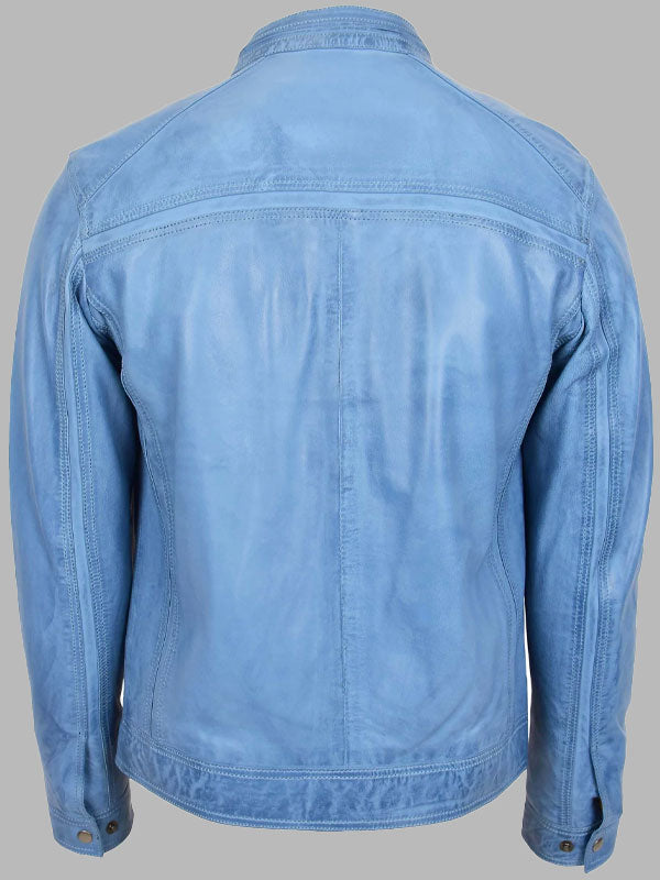 Mens Leather Cafe Racer Biker Jacket