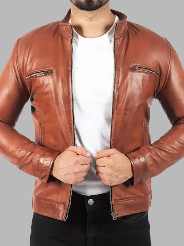 Albert Men’s Vintage Brown Leather Jacket