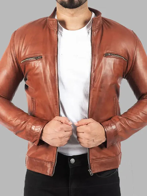 Albert Men’s Vintage Brown Leather Jacket
