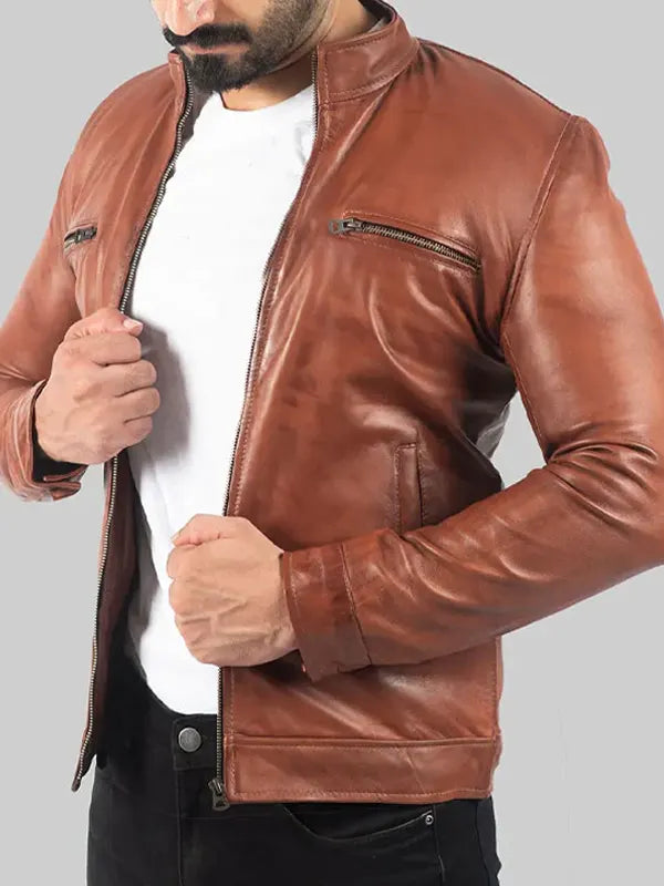 Albert Men’s Vintage Brown Leather Jacket
