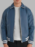 Blue Leather Varsity Jacket