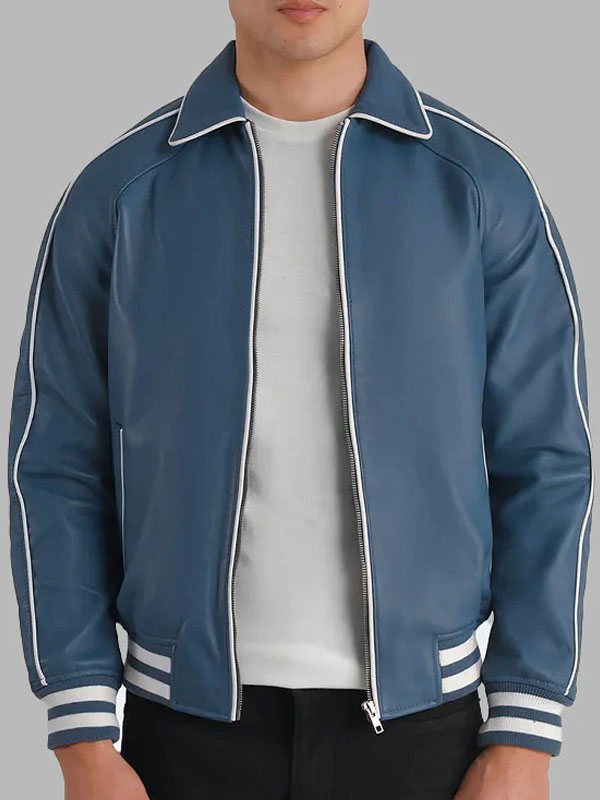 Blue Leather Varsity Jacket