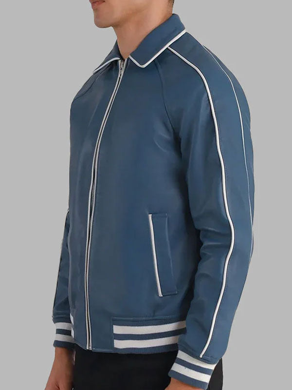 Blue Leather Varsity Jacket