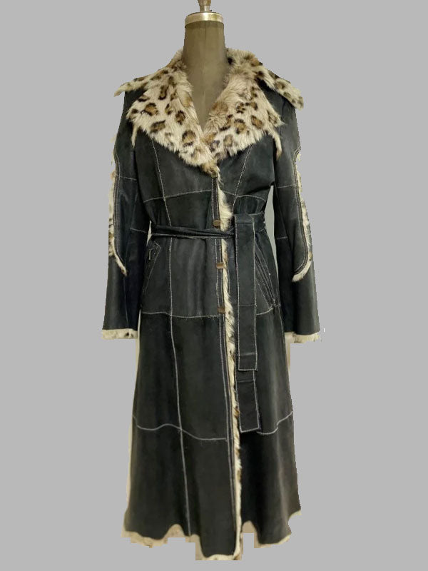 Amanda Genuine Sheepskin Black Coat