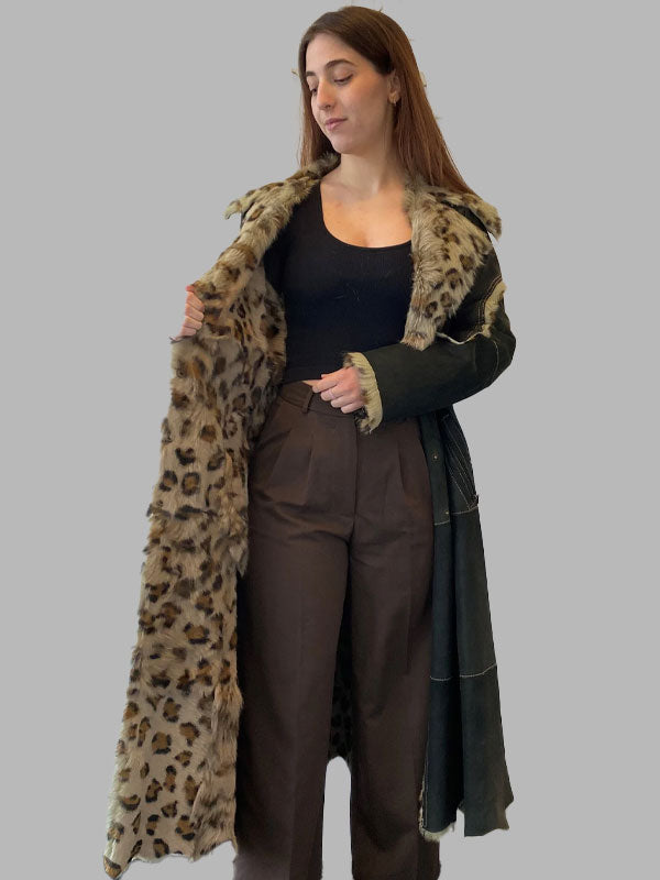 Amanda Genuine Sheepskin Black Coat