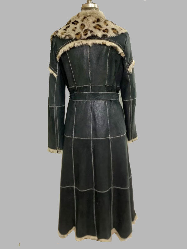 Amanda Genuine Sheepskin Black Coat