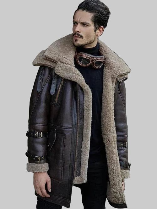 B3-Flight-Jacket-Mens-Shearling-Aviator-Fur-Long-Jacket-Coat