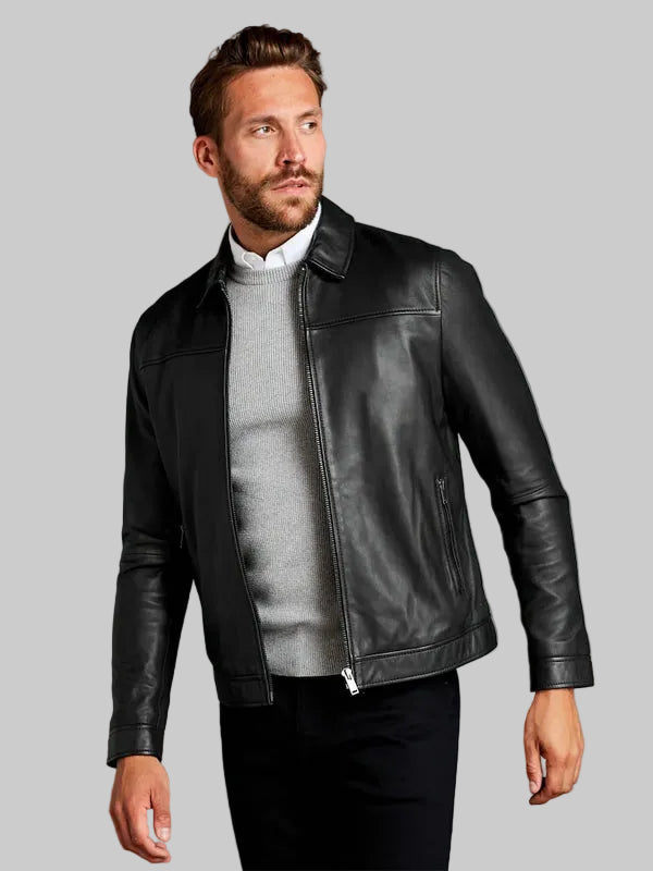 Black-Signature-Leather-Collared-Jacket
