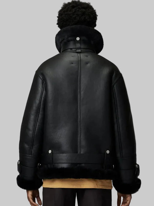 Black-Womens-B3-RAF-Aviator-Styled-Sheepskin-Shearling-Leather-Jacket