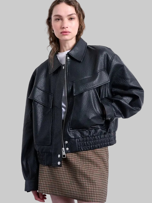 Boxy-Faux-Leather-Bomber-Jacket-Black