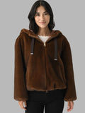 Brenda Brown Alternative Mink Fur Bomber Jacket