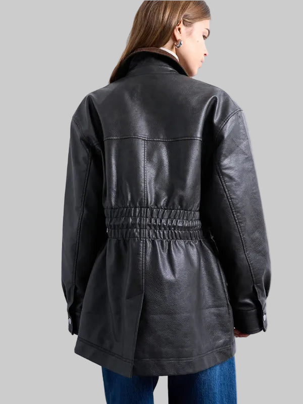 Cinch-Waist-Faux-Leather-Jacket-Black