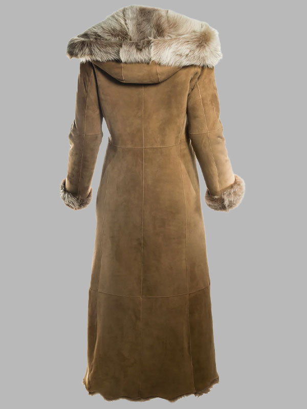 Crystal Full Length Brown Shearling Sheepskin Coat