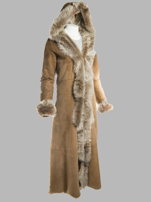 Crystal Full Length Brown Shearling Sheepskin Coat